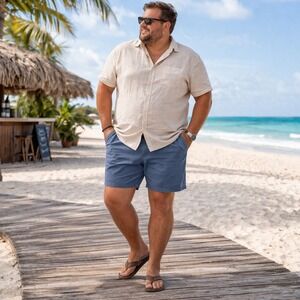 Columbia PFG Chino Shorts Blue Cotton Fishing Outdoor Casual Men's 40 Cargo